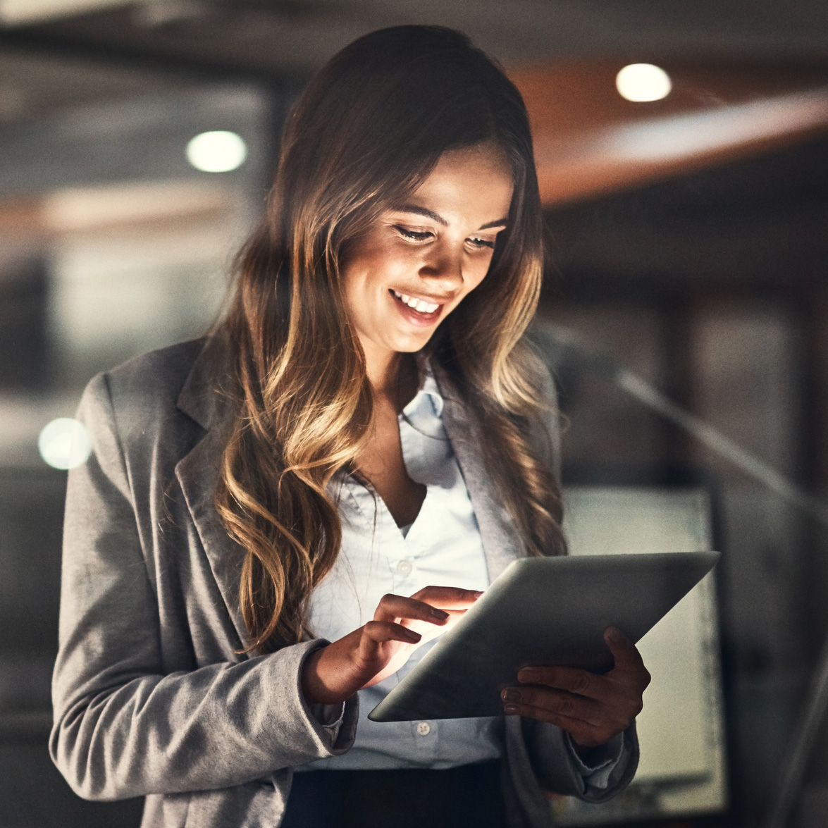 Woman working on ipad